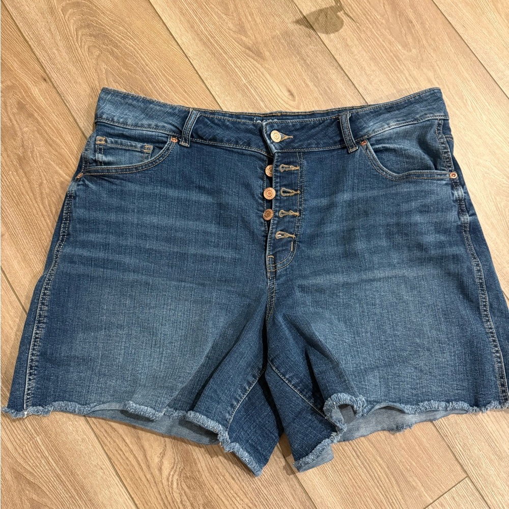 Maurices Blue Jean Shorts High-Waisted Cut-Off